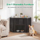 Wooden Dog Crate End Table with Adjustable Bowl Rack 35.5" by LJGDeals
