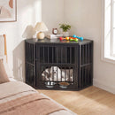 Wooden Dog Crate End Table with Adjustable Bowl Rack 35.5" by DirectDeals