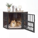 Wooden Dog Crate End Table with Adjustable Bowl Rack 35.5" by LJGDeals