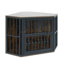 Wooden Dog Crate End Table with Adjustable Bowl Rack 35.5" by LJGDeals
