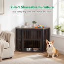 Wooden Dog Crate End Table with Adjustable Bowl Rack 35.5" by LJGDeals