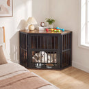 Wooden Dog Crate End Table with Adjustable Bowl Rack 35.5" by DirectDeals