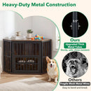 Wooden Dog Crate End Table with Adjustable Bowl Rack 35.5" by LJGDeals