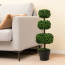 35 Inch Artificial Boxwood Topiary Ball Tree with Cement-filled Pot-Green by LJGDeals