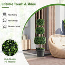 35 Inch Artificial Boxwood Topiary Ball Tree with Cement-filled Pot-Green by LJGDeals