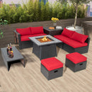 35 Inch Propane Gas Fire Pit Table Wicker Rattan with Lava Rocks PVC Cover-Black by LJGDeals