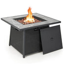 35 Inch Propane Gas Fire Pit Table Wicker Rattan with Lava Rocks PVC Cover-Black by LJGDeals