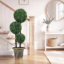 29 Inches Artificial Boxwood Topiary Tree Triple Ball Shrubs by LJGDeals