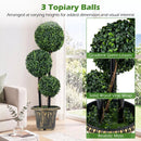29 Inches Artificial Boxwood Topiary Tree Triple Ball Shrubs by LJGDeals