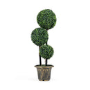 29 Inches Artificial Boxwood Topiary Tree Triple Ball Shrubs by LJGDeals