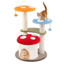 35 Inch Tall Cat Tower with Sisal Scratching Posts Cat Condo and Padded Platforms-Multicolor by LJGDeals