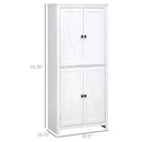 72" Freestanding 4-Door Kitchen Pantry, Storage Cabinet Organizer with 4-Tiers, and Adjustable Shelves, White