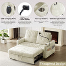 Modern Loveseat Pull Out Sofa Bed With Adjustable Backrest, Two Cup Holders, A Phone Holder, Three Charging Ports And Side Storage Pockets For Living Room by HouseOfZazla