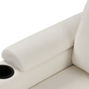 87.4" L-shape Sofa Bed Pull-out Sleeper Sofa with Wheels, USB Ports, Power Sockets for Living Room, Beige