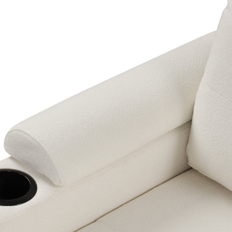 87.4" L-shape Sofa Bed Pull-out Sleeper Sofa with Wheels, USB Ports, Power Sockets for Living Room, Beige