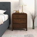 Lionel - Nightstand 3 Drawer Bed Side Table - Brown by HouseOfZazla