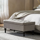 Dean Fabric Storage Wide Tufted Rectangle Ottoman - Gray by HouseOfZazla