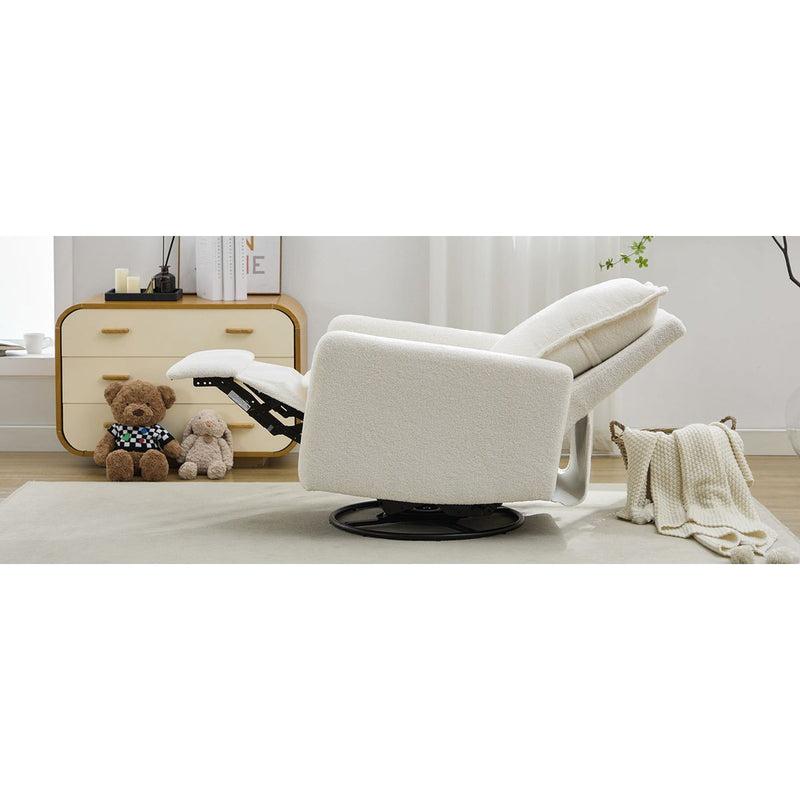 29.5'' Wide Wingback Swivel Rocker Recliner Chair, Glider Rocker Recliner, Rocking Chair Nursery for Living Room Bedroom Apartment,Linen,Beige