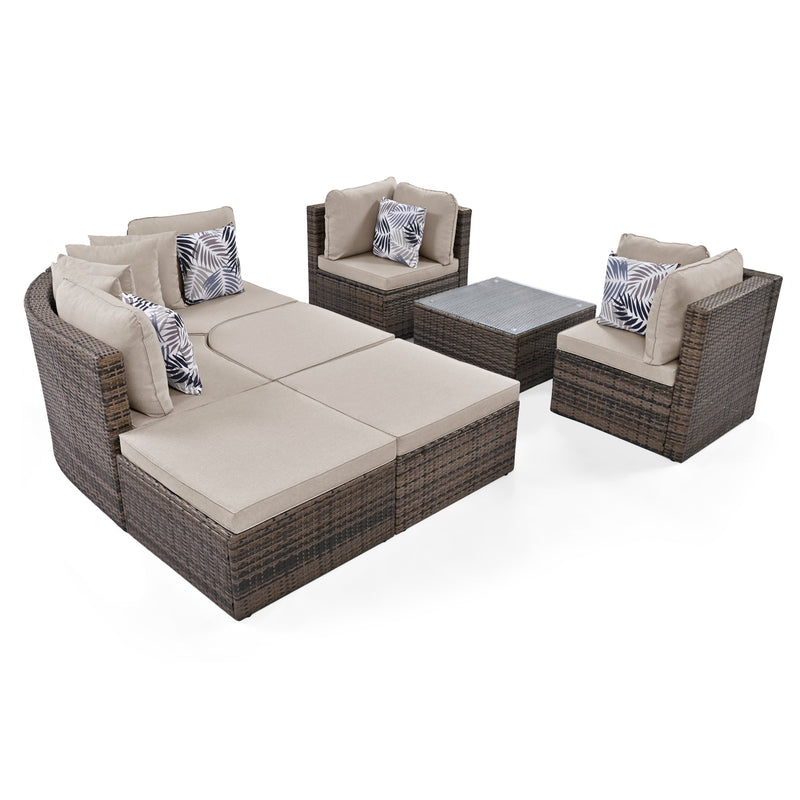 Walker Edison | Wicker 8-piece Outdoor Lounger Sofa Set