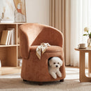 Orange Pet Friendly Chair with Hidden Pet Nook, Convertible Stool, and Storage Seat by HouseOfZazla