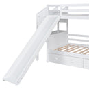 Bunk Bed With Storage Staircase, Slide, Desk, Drawers, And Shelves by HouseOfZazla