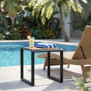 Outdoor Side Table with Teak Wood Top