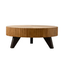 Round Retro Coffee With Solid Wood Legs by Unique Piece Furniture