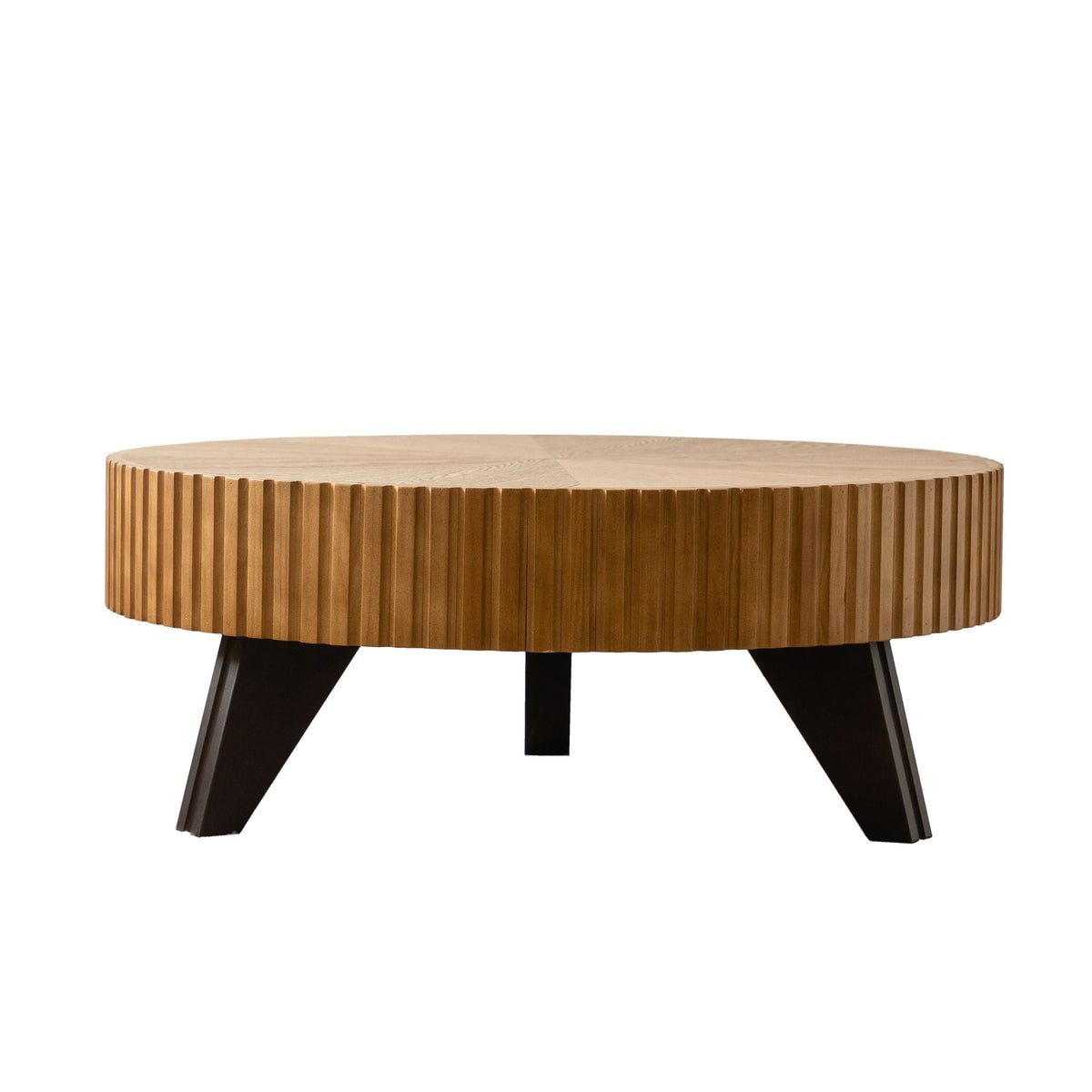 Round Retro Coffee With Solid Wood Legs