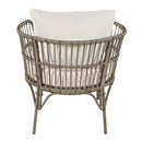 4-Piece Rattan Outdoor Patio Conversation Set with Seating Set for 5 and Coffee Table for Porch, Backyard and Garden (Brown Grey)