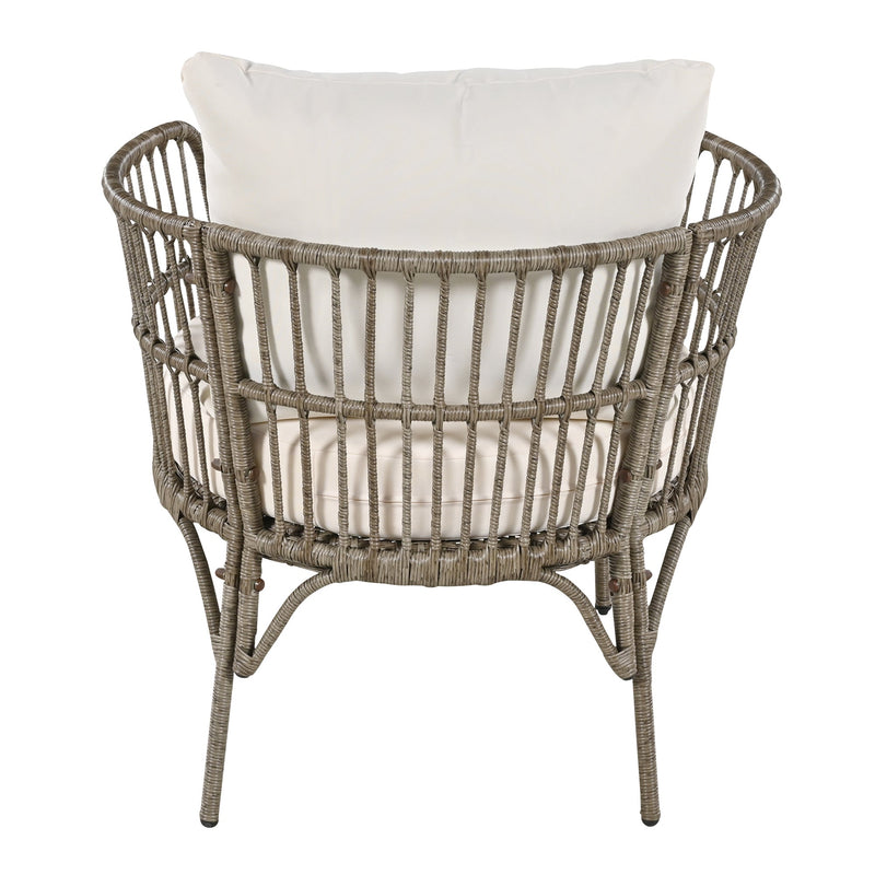 4-Piece Rattan Outdoor Patio Conversation Set with Seating Set for 5 and Coffee Table for Porch, Backyard and Garden (Brown Grey)