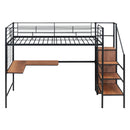 Loft Bed With Desk And Grid, Stylish Frame With Lateral Storage Ladder And Wardrobe by Unique Piece Furniture