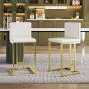 25.8" Counter Height Bar Stools Set of 2, Mid-Century Modern Gold Counter Height Bar Stools with Back