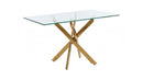 Rectangular Glass Dining Table with Gold-Plated Legs