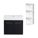 Modern Wall Mounted Bathroom Vanity With Resin Sink And Storage Rack by Unique Piece Furniture