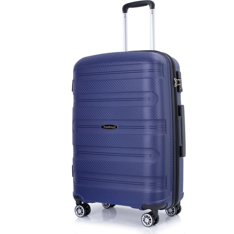 Hardshell Suitcase Spinner Wheels PP Luggage Sets Lightweight Durable Suitcase with TSA Lock,3-Piece Set (20/24/28), Navy