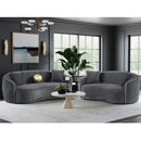 Luxe Upholstered Curved Sofa With Trim And Diamond Quilting - Dark Gray by HouseOfZazla