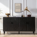 Modern Sideboard Cabinet With Decorative Nailhead Accents, Stylish Storage Solution For Dining, Living Rooms - Black by HouseOfZazla