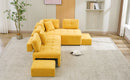 91.73" L-shaped Sofa Sectional Sofa Couch with 2 Stools and 2 Lumbar Pillows for Living Room, Yellow
