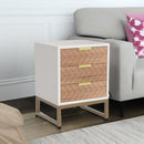 Nightstands With 3 Drawers, Zig Zag Design (Set of 2) - White / Oak by HouseOfZazla