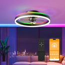 19.7" RGB Flush Mount Ceiling Fan with Light for Bedroom by HouseOfZazla