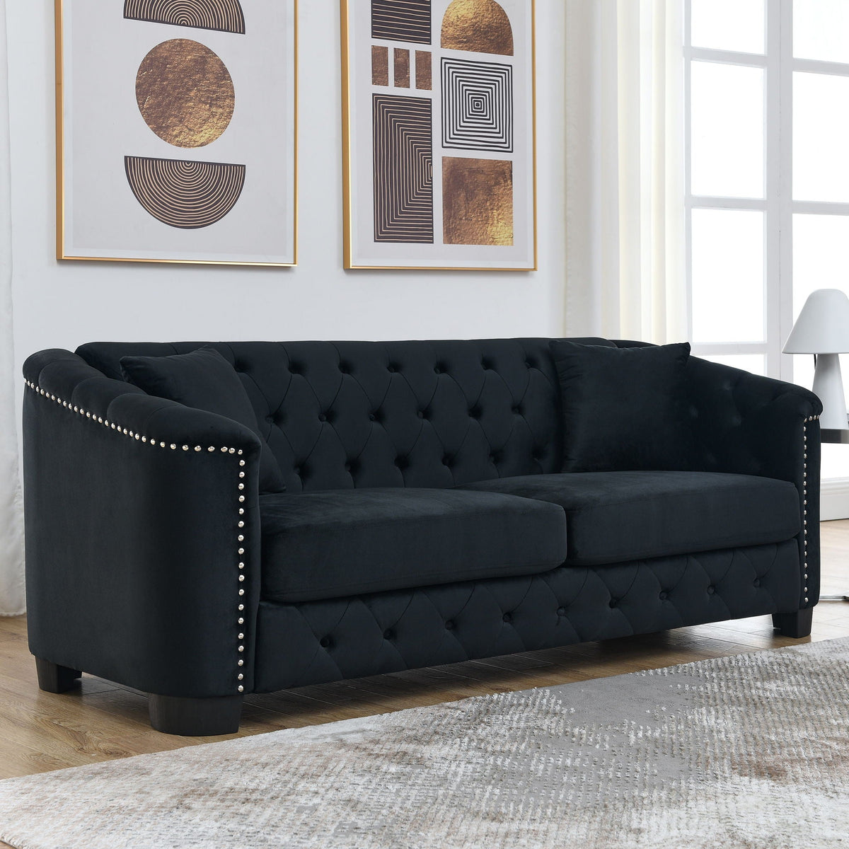 Modern Chesterfield Sofa With Tufted Backrest For Living Room, photo 12 of 36
