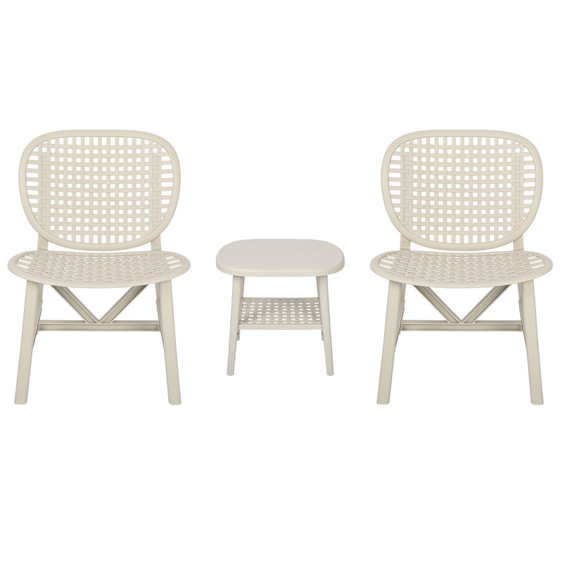 Walker Edison | All Weather 3 Piece Retro Patio Table Chair Set