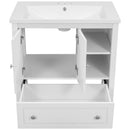 30" Bathroom Vanity with Sink, Bathroom Storage Cabinet with Doors and Drawers, Solid Wood Frame, Ceramic Sink, White