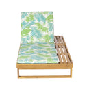 Teak Finish Acacia Wood Chaise Lounge with Leaf Coconut Cushion by HouseOfZazla