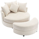 360° Swivel Accent Barrel Chair With Storage Ottoman & 4 Pillows, Modern Leisure Chair Round Accent For Living Room by HouseOfZazla
