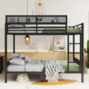 Queen Over Queen Bunk Bed With Ladder And Storage Shelf - Black by HouseOfZazla