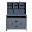 TOPMAX Large Fir Wood Potting Bench with Hutch and Storage