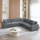 Convertible L Shaped Sectional Corner Couch With Armrest Storage Cup Holders USB Charger, Irregular Corner Oversized Comfy Modular Sofa by Unique Piece Furniture