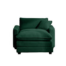 Classic Modern Comfortable Single Chair Deep Seat Sofa with Footstool, Green Corduroy Fabric, Living Room & Bedroom