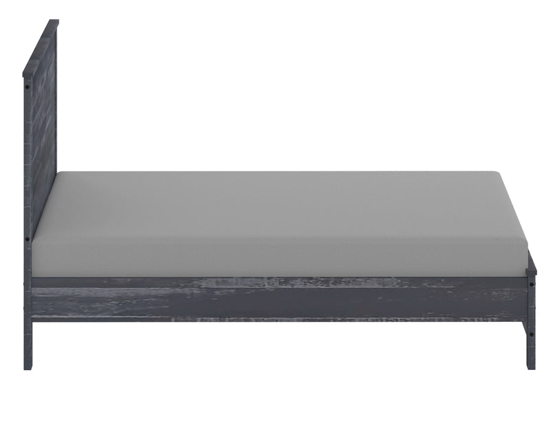 Albany Solid Wood Grey Bed, Modern Rustic Wooden Queen Size Bed Frame Box Spring Needed